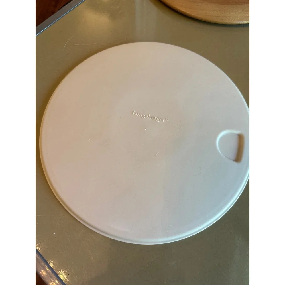 Longaberger Round Plastic Protector Lid 8.75 Inch Cream Off White Pull Tab